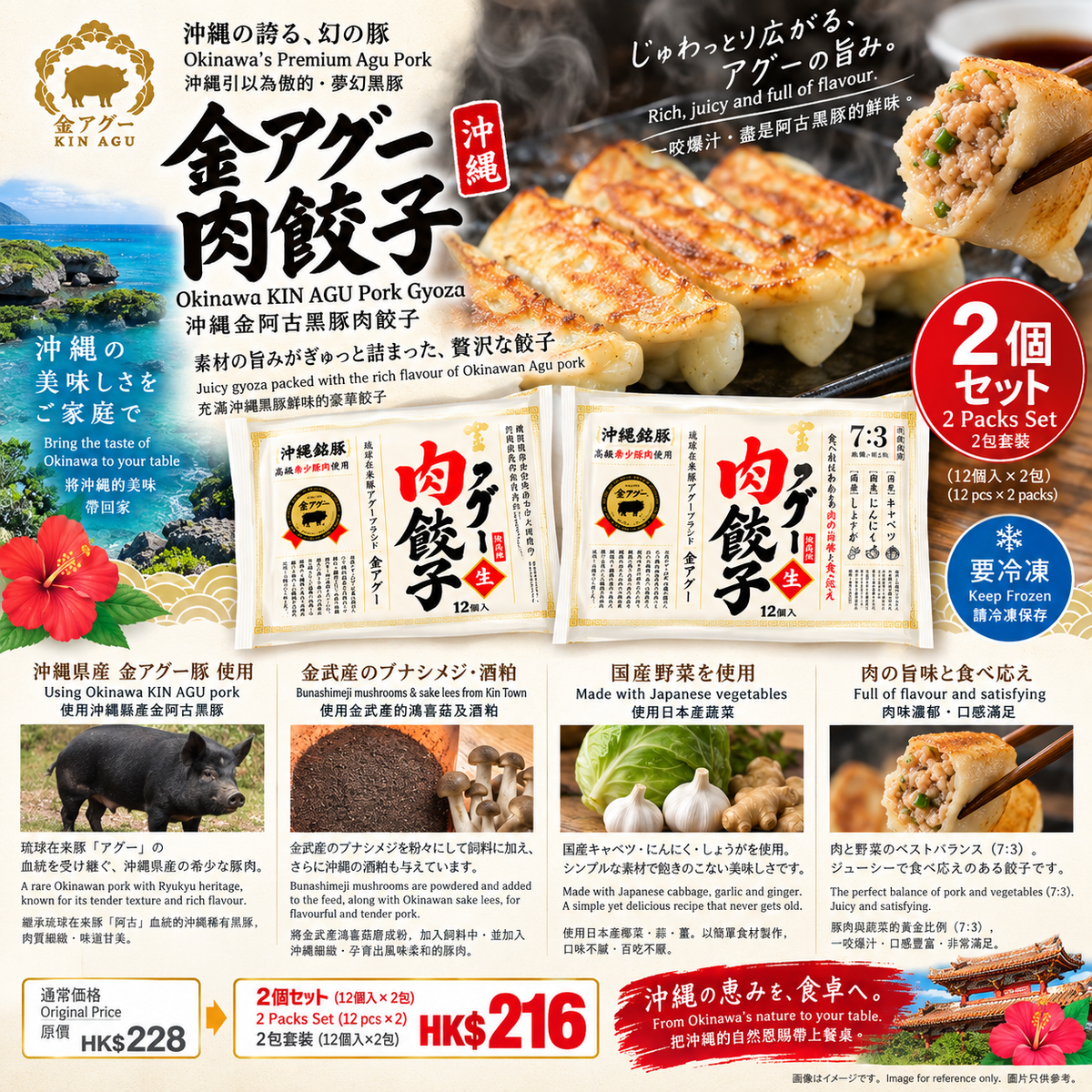 【冷凍】沖縄きなご豚餃子(1パック12個入り)