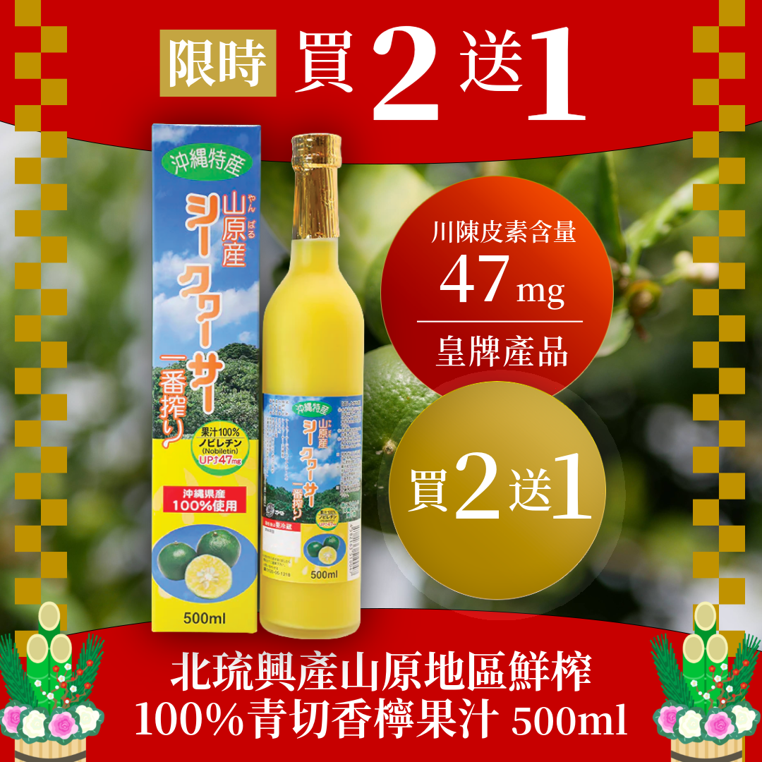 年末年始特別オファー | 2個購入で1個無料:北柳源山産 搾りたて100%グリーンライムジュース 500ml