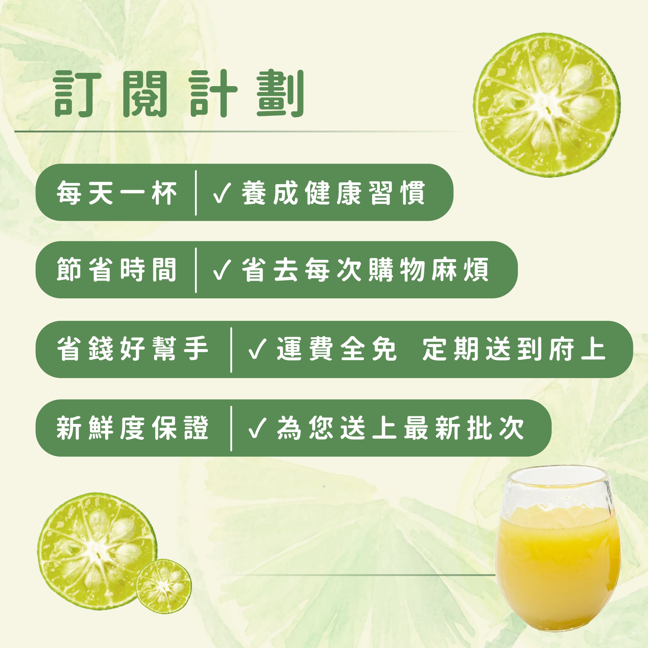 【訂閱優惠計劃】 北琉興產山原地區鮮榨100%青切香檸果汁 x 12支 (2pcs per delivery)