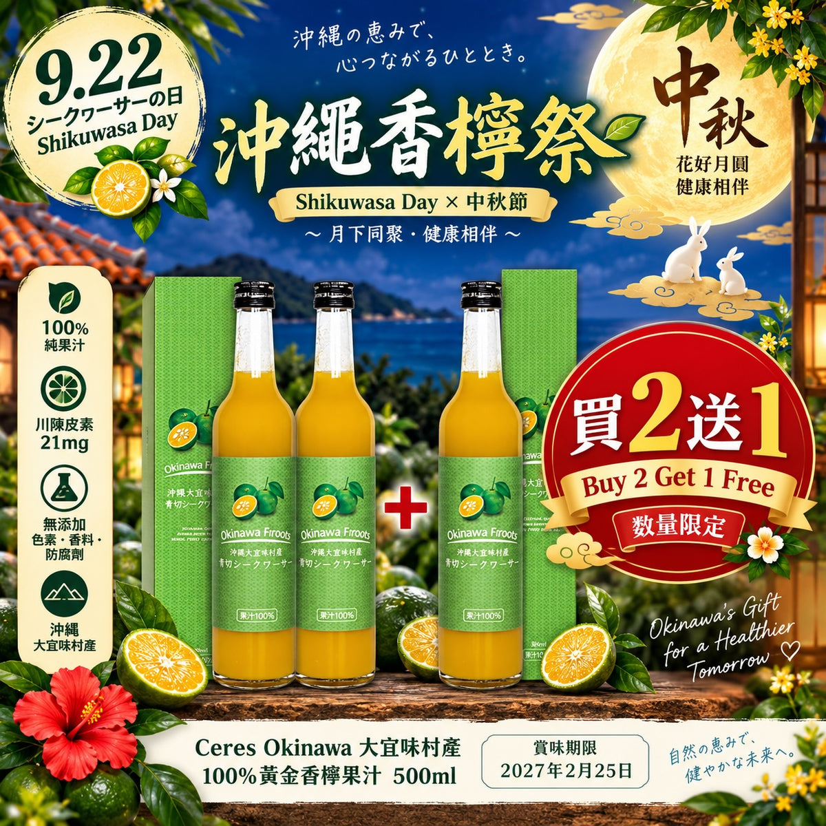 年末年始特別価格｜セレス沖縄 100％グリーンカットライム果汁 500ml